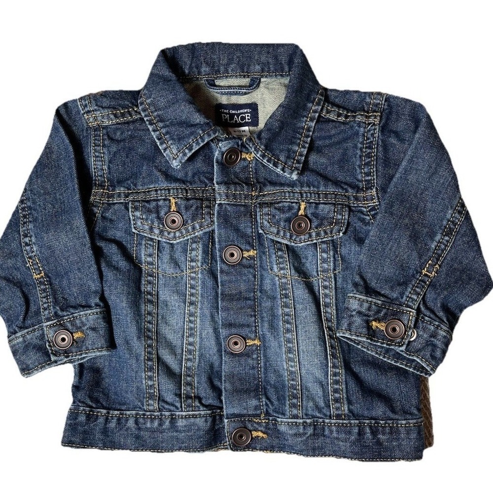 Children's Place Baby Denim Trucker Jacket 9–12 Months Blue Jean Button Front